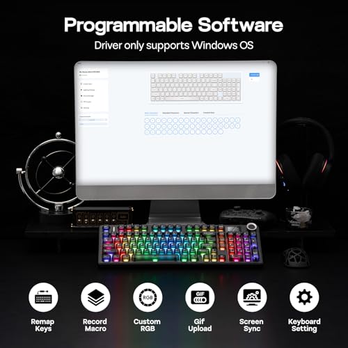 EPOMAKER AULA F99 MAX Wireless Mechanical Keyboard, Screen&Knob, 8000mAh, Creamy Gasket&Lubed Switches, PBT Keycaps, RGB, Mac Keys, Tri-Mode Gaming Keyboard for PC/Mac (Matte Black)