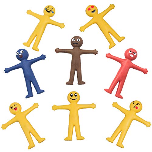 MVS WHOLESALE Large Bag Of 100 x Smiley Stretchy Smile Men Toys, Ideal Party Bag Fillers and Favours, Pinata Prizes, Goody Bags and Cake Toppers, Multicoloured, (STRETCH01)