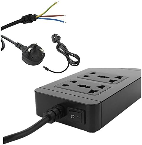 1.8Meters USB Smart Charger Strip, 3000W 10A Multi-Outlets Power Cord with 2 AC Plugs and 4 USB Ports smart charger for all smart phone &amp;Ipad(dark black)