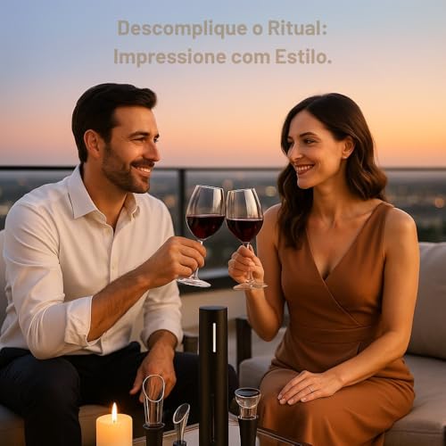 Kit Abridor de Vinho Elétrico 4 em 1, Saca-Rolhas Automático com Decanter, Tampa a Vácuo e Cortador de Lacre