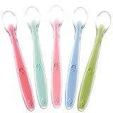 Best First Stage Baby Infant Spoons BPA Free, 5-Pack, Soft Silicone Baby Spoons Training Spoon Gift Set for Infant