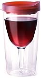 Vino2Go Double Wall Insulated Acrylic Wine Tumbler with Merlot Slide Top Drink Lid 10 oz. Set of 2