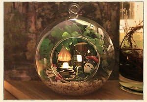 Mini glass DIY Wooden Dollhouse miniature with LED and Voice control Elf Clans