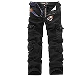 ZiuZi Mens Loose Fit Cotton Casual Military Army Cargo Camo Combat Work Pants (34, 025 Black)