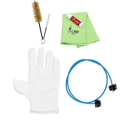 Andoer Brasswind Instrument Trumpet Trombone Tuba Horn Cleaning Set Kit Tool with Cleaning Cloth Brush Gloves