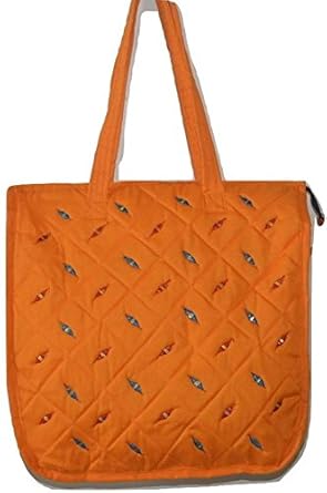 NavRup Handworks Women Cotton Shoulder Bag, Orange N1