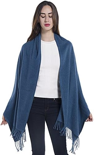 Niaiwei Extra Large Womens Long Cashmere Wool Winter Shawl Wrap, Solid Color 7827 inch (Denim blue)