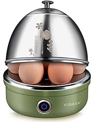 VOBAGA Electric Egg Cooker, Rapid Egg Boiler with Auto Shut Off for Soft, Medium, Hard Boiled, Poached, Steamed Eggs, Vegetables and Dumplings, Stainless Steel Tray with 7-Egg Capacity (Green)