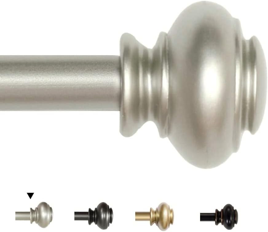 Window Treatment Hardware - H.VERSAILTEX Window Curtain Rods for Windows 48 to 84 Inches Adjustable Decorative 3/4 Inch Diameter Single Window Curtain Rod Set with Classic Finials, Nickel Finishing