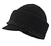 Home Prefer Mens Winter Neck Warmer Hat with Visor Plush Lined Tuque Beanie Ear Warmer Face Cover Newsboy Caps Windproof Thermal Winter Visor Knit Beanie Hat Black