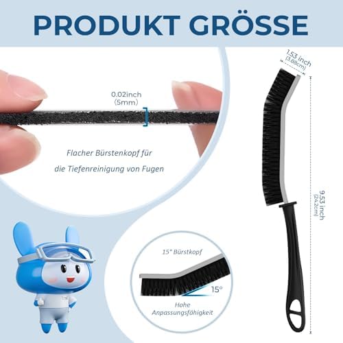 Hartborsten Fugenbürste Bad & Fliesen, Ergonomische Griff, 3er-Set