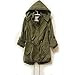 Easy Leisure Girl Army Green Military Parka Button Trench Hooded Coat Jacket