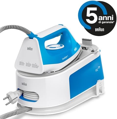 Carestyle1 IS1012BL, 5 ANNI DI ASSISTENZA, Ferro Generatore Di Vapore, Carica Continua, Termostato Regolabile, Tanica 1,5L, AUTOSPEGNIMENTO,Colpo Vapore 340g/min, Sistema Sicurezza, Azzurro