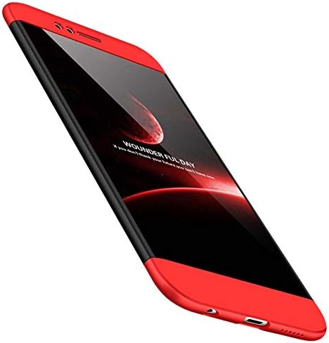 YFXP Huawei Nova 2 Plus Cover 360 Degree Protection 3 in 1 Slim PC Cover - Shockproof Shell Full Body Coverage Hard Protective Case + Tempered Glass Screen Protector For Nova 2 Plus Red Black