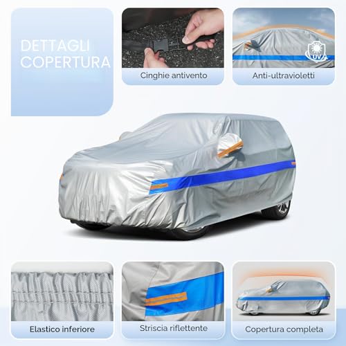 Holthly 10-Layer Outdoor Car Cover, 100% Waterproof, Car Cover Suitable for 4 x 4 SUV Renault Duster Kadjar Austral, Peugeot 3008, Audi Q3, BMW X1 etc.YM+