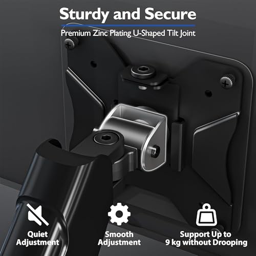 BONTEC 2 x Articulated Gas Spring PC Monitor Arm, Dual PC Monitor Arm Compatible with 13-32 Inch Monitors, Capacity 3-9 kg, Rotation 360°, Tilt ±90°, Pivot±90°, VESA 75/100 mm