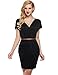 Meaneor Women's Deep V Neck Short Sleeve Sexy Slim Bodycon Dress with Belt