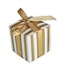 Amajoy 50PCS Stripes Design Favor Box,Wedding Candy Box,Baby Shower Box,Baby Design Chocolate Box,Birthday Party Supplies (Gold)