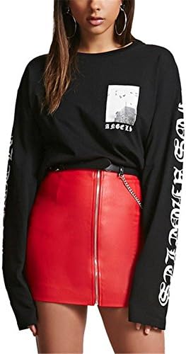 Vamvie Faux Leather Skirt Slim Fit High Waist Strech PU Pencil Skirts,Red,Small
