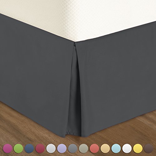 Pleated BedSkirt California King Size Dark Gray (Charcoal) Luxury