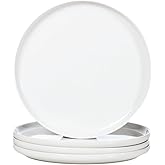 WishDeco White Dinner Plates Set of 4, Ceramic Dining Plates 10.5 inch, Large Salad Plate, Porcelain Kitchen Plate for Pizza, Steak, Microwave and Dishwasher Safe