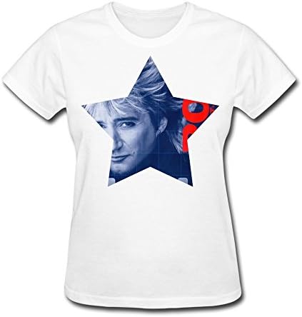 XiangXiangli Women's Rod Stewart 1 Crew Neck Tee Shirts XXL White