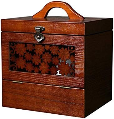 Caja de joyería de la vendimia Alivio de joyas antiguas de madera caja de caja de