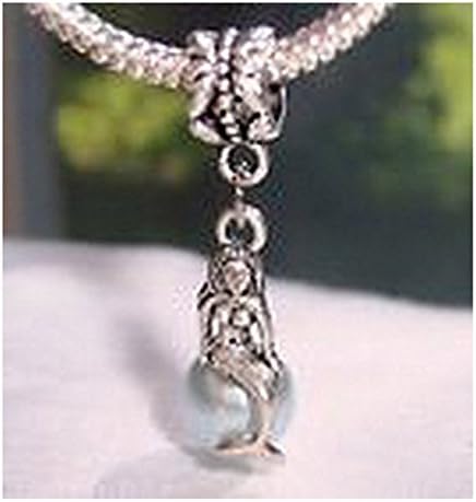 Charm Victoria Mermaid Blue Pearl Beach Ocean Dangle Bead for Silver European Charm Bracelets