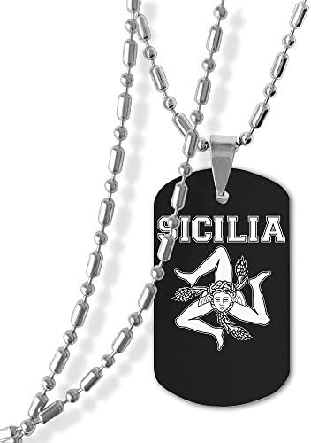 Yutteyy Necklace Sicilian Trinacria - Sicilia Pride Novelty Necklace Personality Military Necklace Dog Tag Necklace Dog Tag Necklace