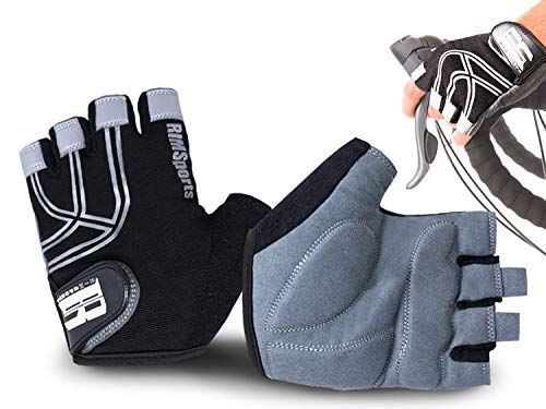 RIMSports Bike Gloves for Men & Women - MTB Gloves w/Microfiber Thumb - Ideal Mountain Biking Gloves & Cycling Gloves - Reflective Biking Gloves - Premium Bicycle Gloves & Riding Gloves (Black, L)