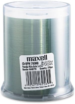 Maxell - CD-R Discs, 700MB/80 min, 48x, Spindle, Printable Matte White, 100/Pack 648720 (DMi PK
