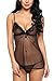 Avidlove Women Transparent Chemises Sexy Lingerie Sheer Babydoll Mini Teddy Black M