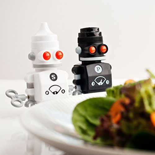 SUCK UK Wind-up Robot Salt & Pepper Shakers Home & Kitchen, Kitchen & Dining, Kitchen Utensils & Gadgets, Salt & Pepper, Salt Shakers