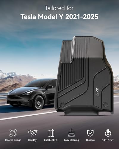 3W 9 Piece Set Floor Mats & Boot Liner & Seat Back Cover Fit for Tesla Model Y 2021-2024, All Weather Dog Friendly TPE Car Mats Anti-slip Heavy Duty Tesla Accessories (Not for Model Y Juniper)