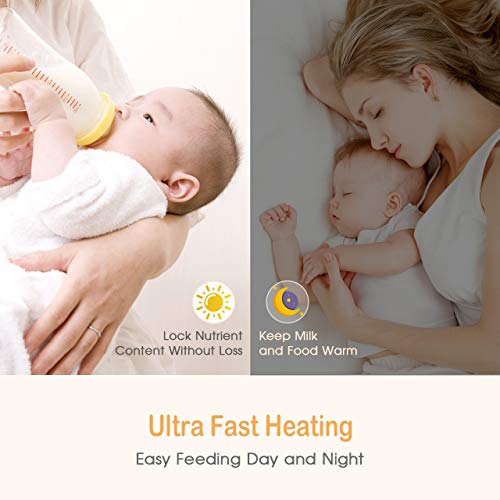 OMORC Baby Bottle Warmer with Timer and Temperature Control, 500W Fast Breast Milk Warmer Infant Bottle Warmer, LED Display and Auto Shut-off Set, 100% BPA FREE