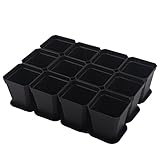 BangQiao 2.70 Inch Plastic Square Seedling Pots, Plastic Plant Pots with Saucer,Pack of 12 (Black)