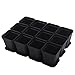 BangQiao 2.70 Inch Plastic Square Seedling Pots, Plastic Plant Pots with Saucer,Pack of 12 (Black)