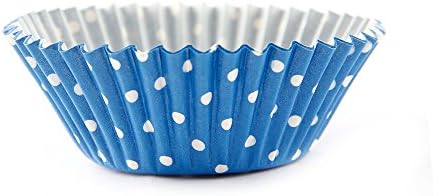 Arant Blue Polka Dot Mini Cupcake Liners. Colorful Paper, Ideal for Holidays and Parties, 100 Pack.