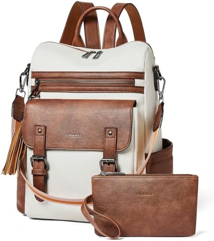 Shrrie Brown Faux Leather Backpack Purse – Bow Front, Multi-Color Strap, Convert Amazon.com: Shrrie Backpack Purse for Women Fashion Leather  main image 3
