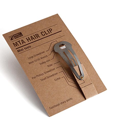 MTA Set of 3 Mini Tactical Multitool Hair Clips - Multi Function Wrench/Screwdrivers/Ruler/Serrated Edge, Stainless Steel