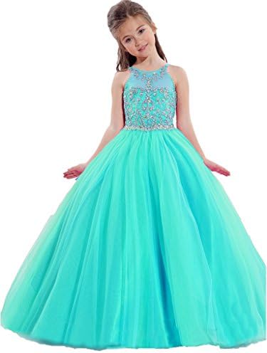 TaYan Big Girls Birthday Party Ball Gowns Beaded Kids Pageant Dresses 12 US Turquoise