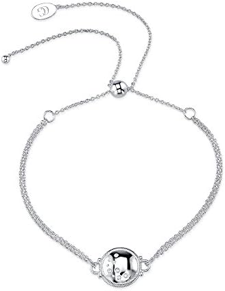 CHARLIZE GADBOIS Sterling Silver Diamond Disk Bracelet (0.055 cttw, I1-I2 Clarity) Rhodium Plated