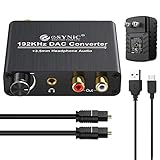 192kHz DAC Converter eSynic Digital to Analog Converter Volume Control Digital Optical Coaxial Toslink to Analog Stereo L/R RCA 3.5mm Audio Adapter for HD DVD Blu-ray PS3 PS4 Apple TV Amps Cinema
