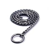 Pettom Heavy Duty Snake Chain Choke Metal Collar - Command Obedience Training Slip Collar for Dogs (S:3.0mm16 in, Black)