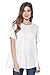 A+D® Womens Casual A-Line Loose Tunic Blouse Top w Scoop Neck (White, Small)