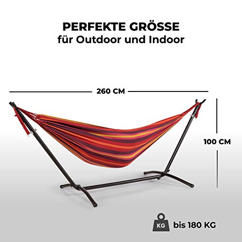 WOMA Hängematte mit Gestell für 2 Personen in 5 Farben - 160 x 241 cm Liegefläche - Hängematte Indoor & Outdoor aus… – Bild 5
