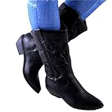 Soda Women's Red Reno Western Cowboy Pointed Toe Knee High Pull On Tabs Boots
