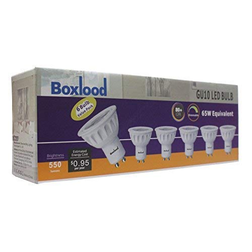 GU10 LED Bulbs Soft White 2700K, 6.5W 550LM 65W Equivalent, 120V, 40° Beam Angle LED Spotlight Recessed Lighting GU10 Track Lighting by Boxlood (6 Pack, Dimmable)