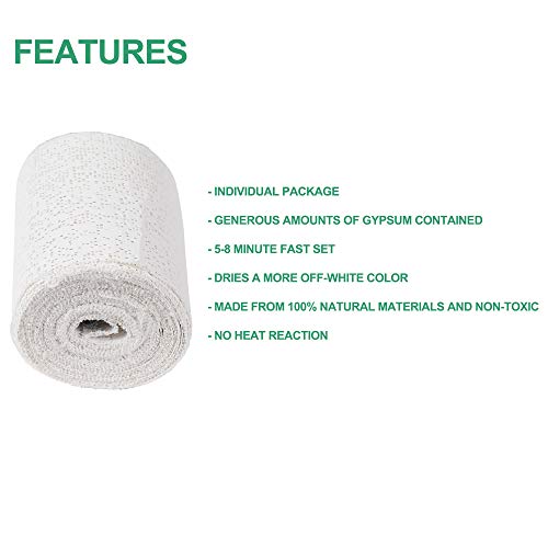 Plaster Gauze Bandage for Hobby Craft, Masks, Scenery, Belly Cast - 4" x 180" (5yd) Gauze Bandage Roll (12 Pack)