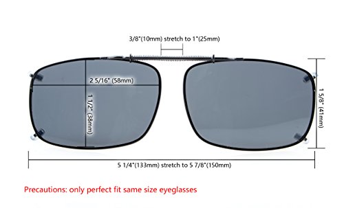 Eyekepper 2 1/4"x1 1/2" Large Clip On Sunglasses With Spring Draw Bar Polarized Grey Lens